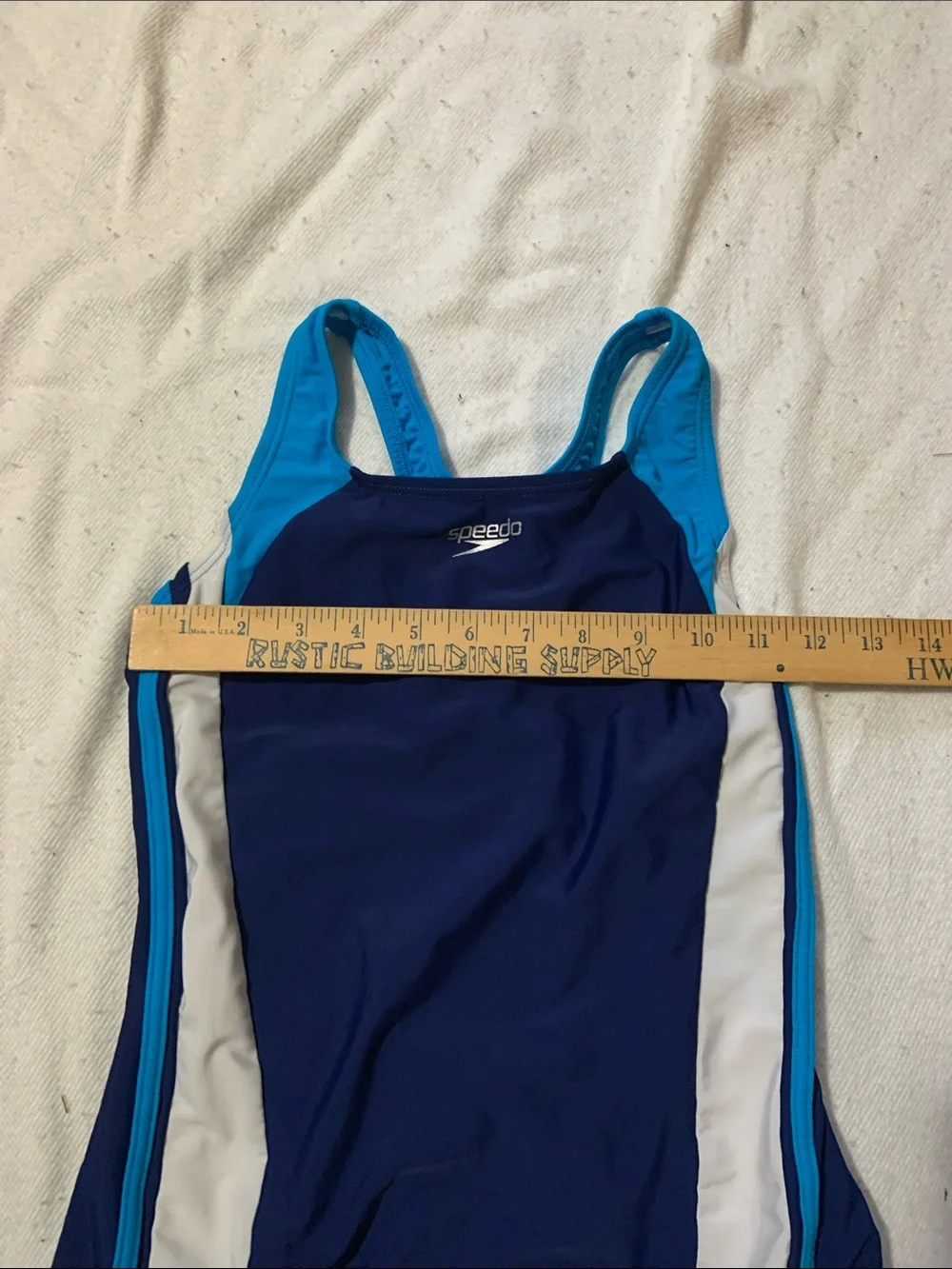 Speedo Navy, Aqua & White One-Piece Swim Suit youth 16